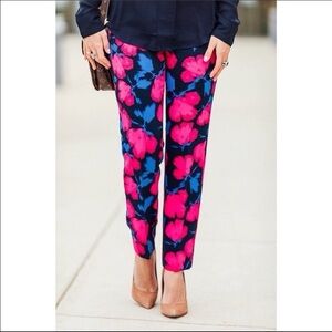Banana Republic Navy Pants with Magenta & Blue Floral Print